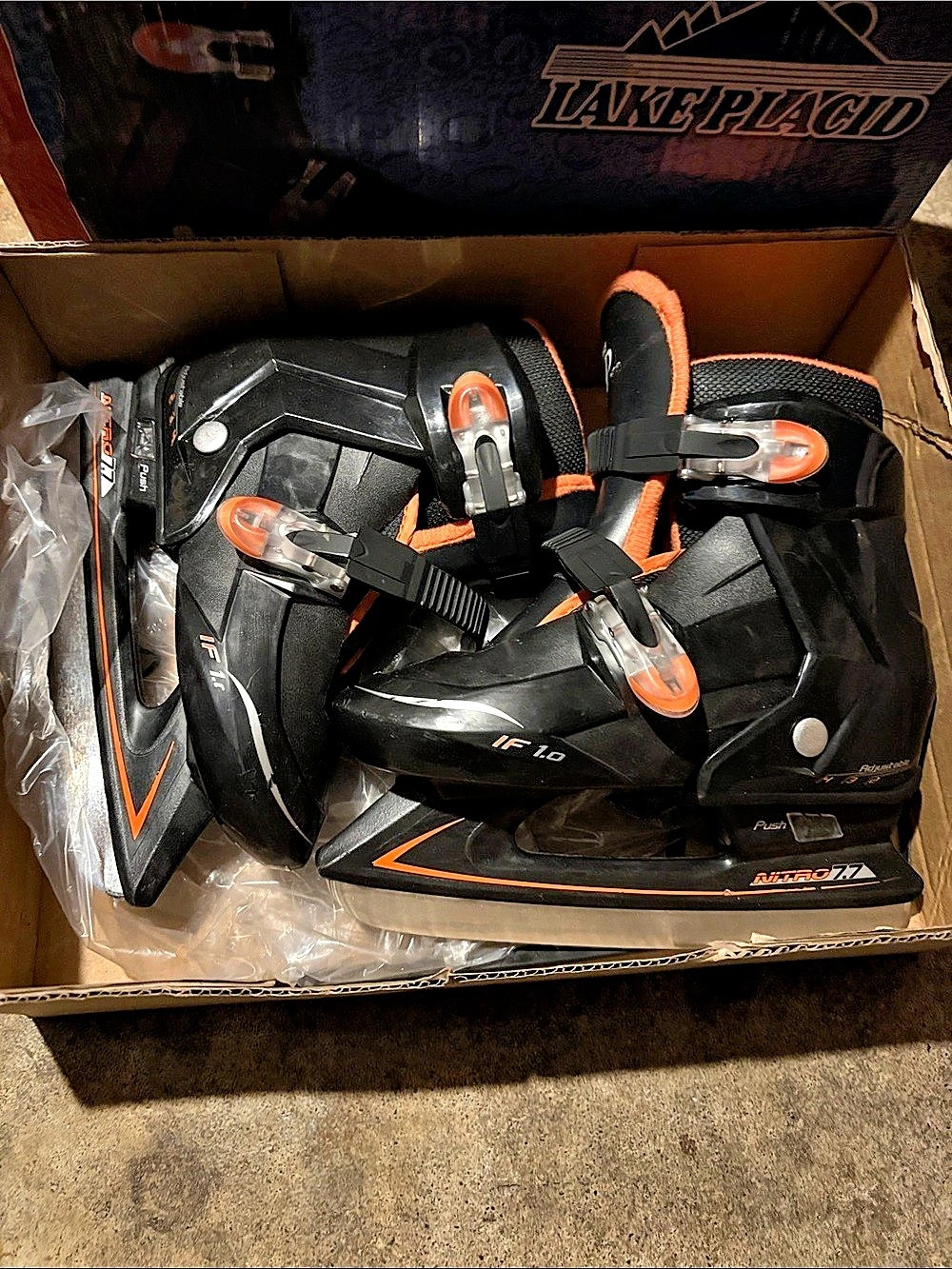 Lake Placid IF Skates Black & Orange Like New